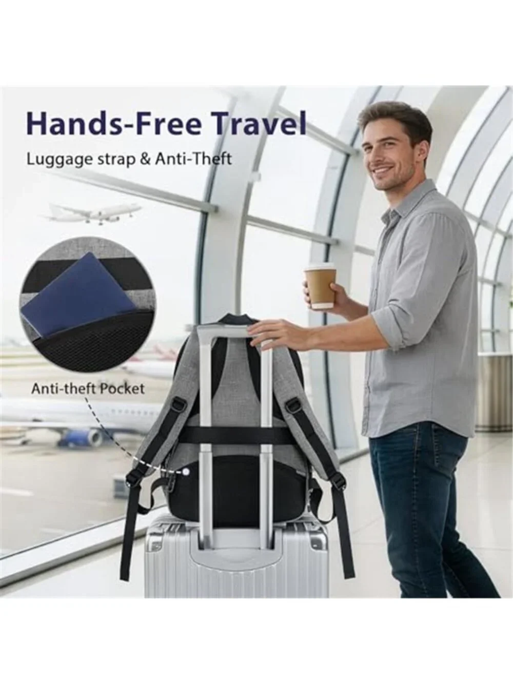 17 Inch Laptop Backpack TSA Approved Carry On Travel Bag Anti Theft College Men